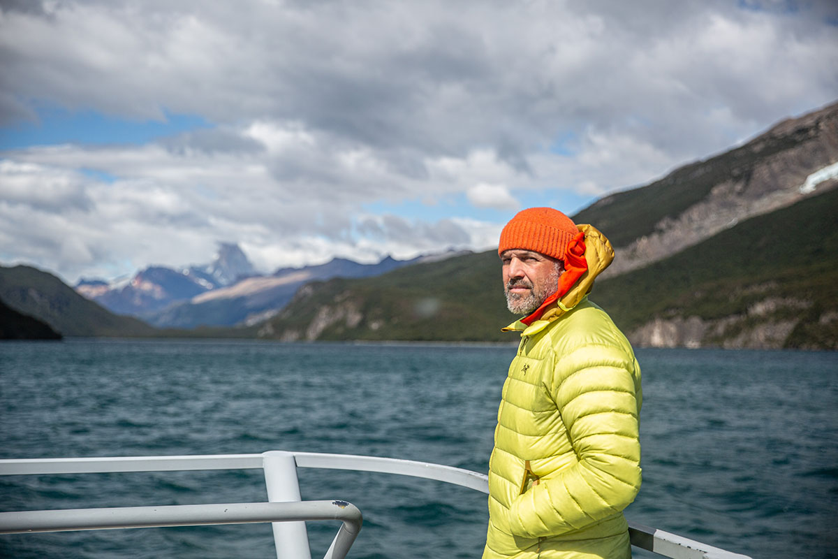 Arc'teryx Cerium Hoody (standing on boat)